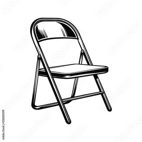 Black and white metal folding chair illustration metal chair silhouette