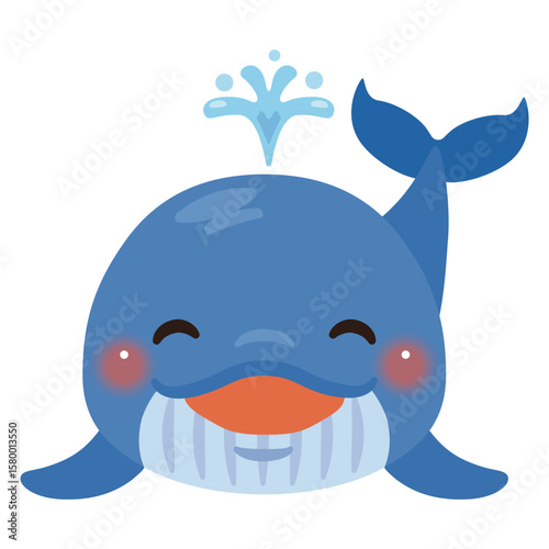 正面から見た笑顔のクジラのイラスト