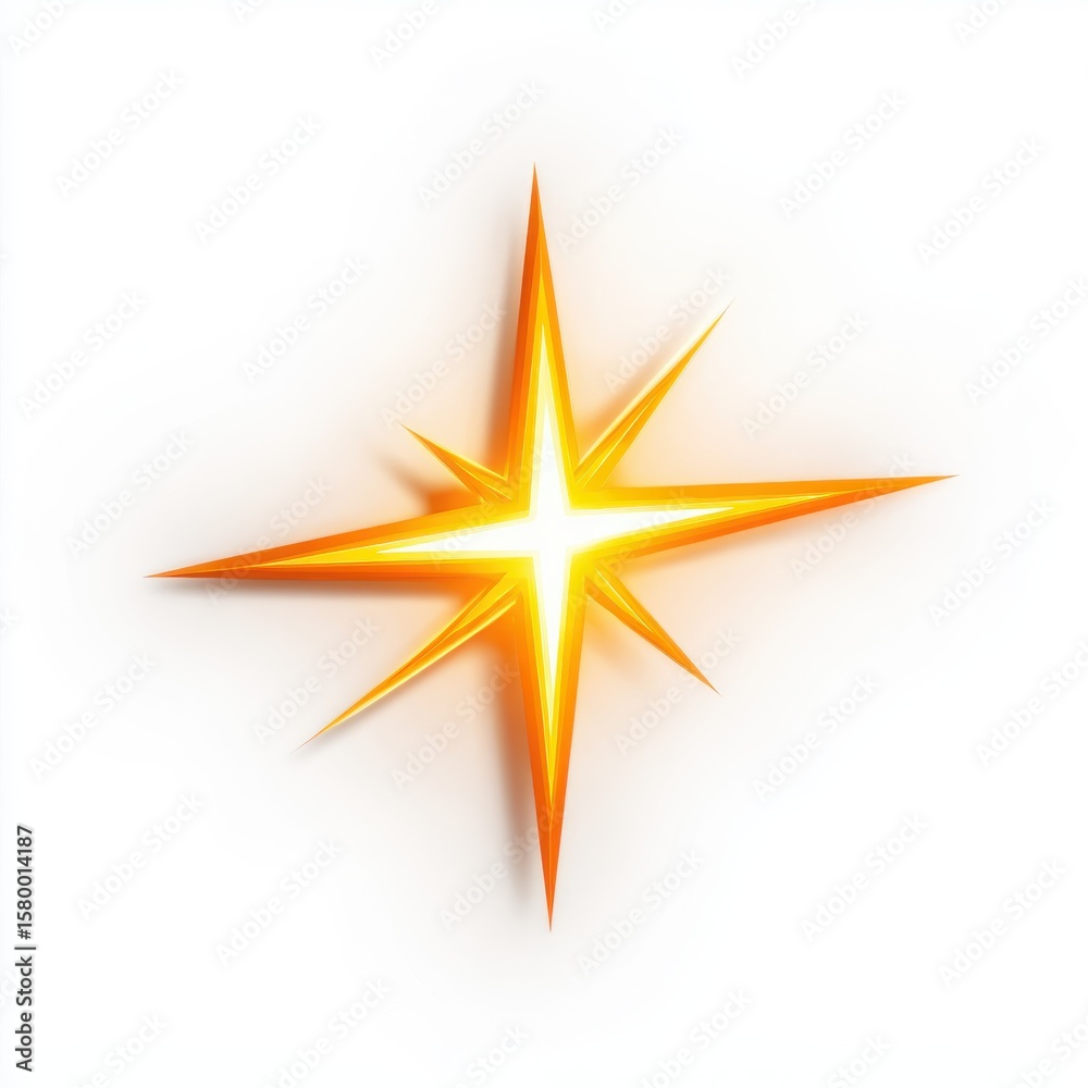 Fototapeta premium Bright Orange Starburst Light Effect on White