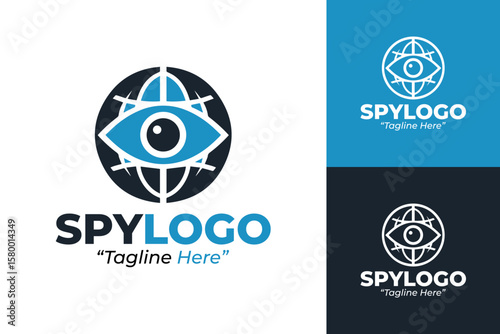 Stealthy Spy Logo with Light and Dark Blue Colors for Covert Operations and Espionage Branding
