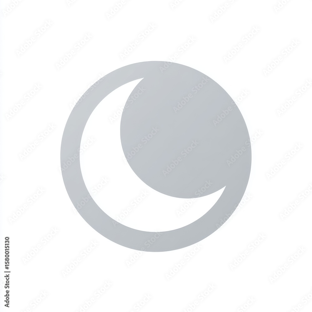Crescent Moon in Circle Grayscale Minimalist Illustration Crescent Moon in Circle Grayscale Minimalist Illustration