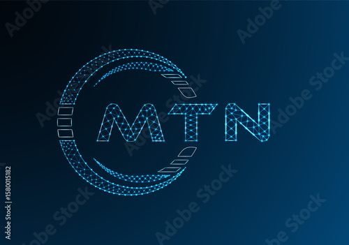 MTN low poly letter logo vector design. MTN lower poly logo design. Low poly logo.