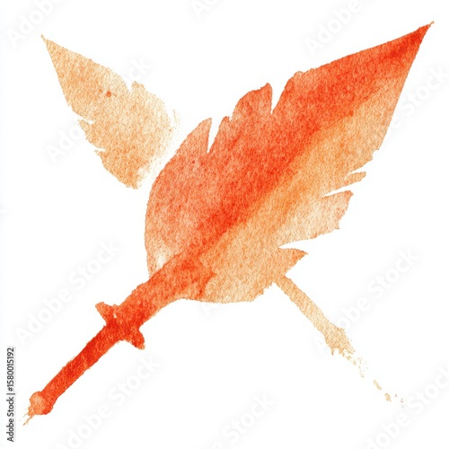 Crossed Quill Pen and Sword Abstract Watercolor Illustration