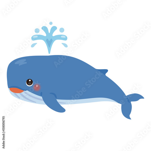 潮吹きをするクジラのイラスト