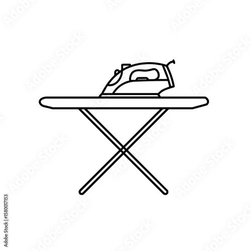 Iron and ironing board in a minimalist style on a transparent background