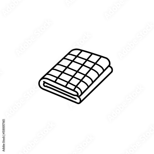 Checkered blanket icon in minimalistic style on transparent background, cozy concept
