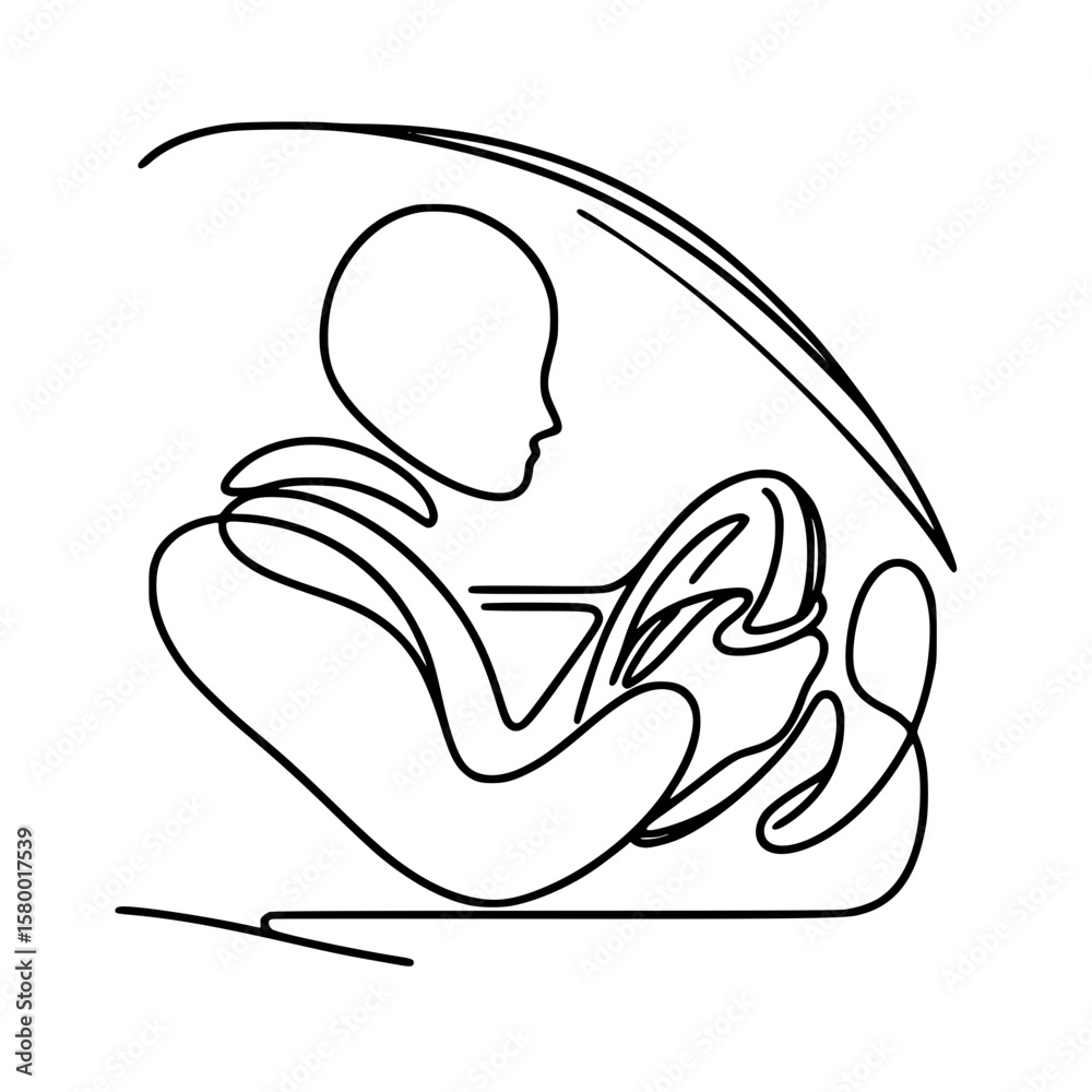 Fototapeta premium Abstract figure driving a car in single line outline vector style 