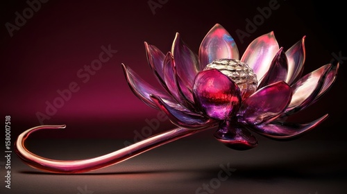 A stylized, 3D lotus flower