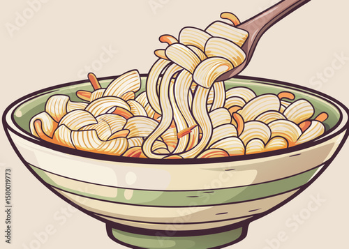 Delicious Bowl of Noodles with Chopsticks for Food Blogs, Recipe Websites, Asian Cuisine Articles, Culinary Education, and Social Media Posts  