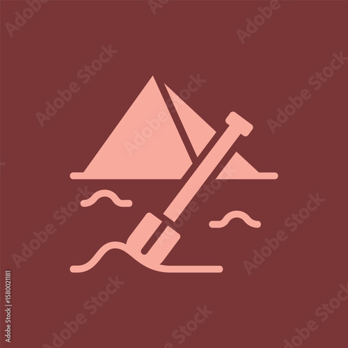 Egyptian shovel pyramid icon illustration