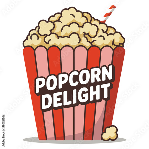 Popcorn paradise illustration with stars and scattered kernels vector design.