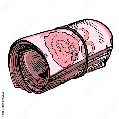 Yuan Bills Money Illustration for Finance, Banking, and Economic Cartoon Design