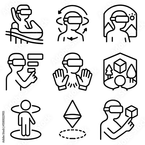Game vector rollercoaster vr interactive point teleport icon digital immersive menu virtual