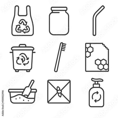 Food refill waste toothbrush cloth icons icon wrap compost beeswax zero bamboo