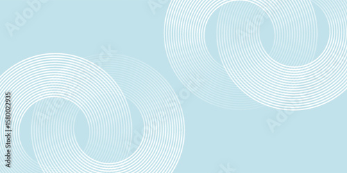 Modern abstract background. Glossy white gradient circle lines. Minimal geometric pattern. Simple graphic elements. Futuristic  modern arts blue