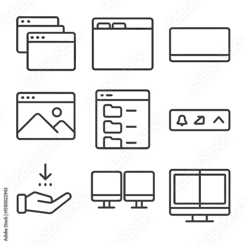 Windows tray file vector browser icon dual desktop icons virtual tab
