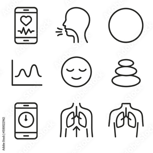 Calm icon icons breathing exercise vector chest chart guided exhale breath tracker