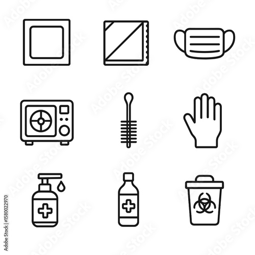 Box barrier alcohol waste brush vector bin sanitizer antiseptic icon tattoo hygiene