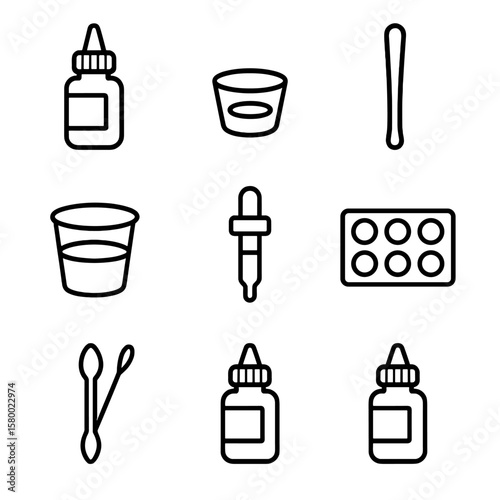 Tray cup icon dropper vector ink icons blending cap tools mixer pigment