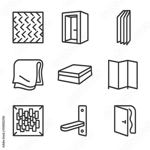 Bass grid seal divider soundproofing door trap icon foam diffuser isolation vector
