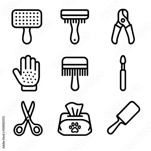 Lint icon cleaner brush grooming clipper wipe vector pet deshedding flea