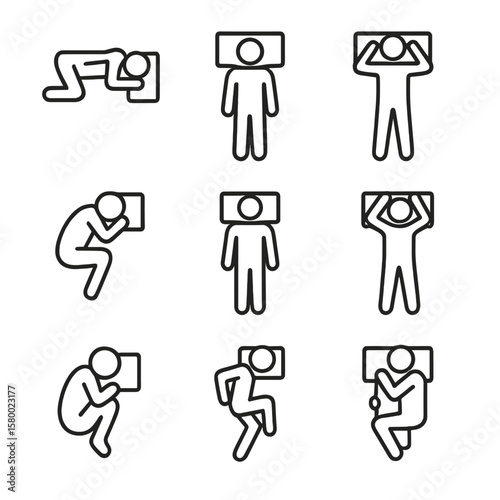 Legs icon position icons pillow raised stomach vector sleeping one above out