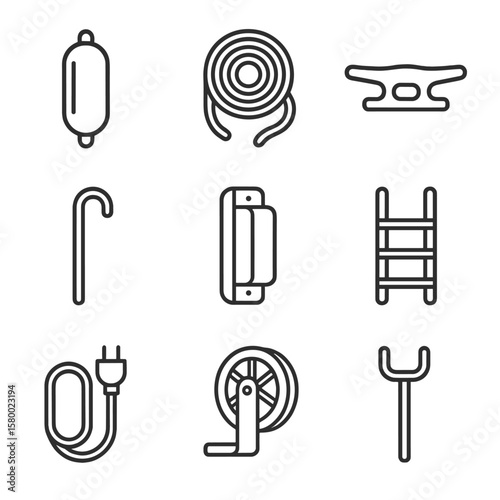 Icons wheel power bumper dock cable icon line docking vector equipment mooring