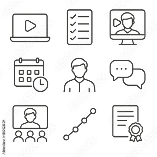Bubble icon video lecture courses course virtual question icons tracker vector online