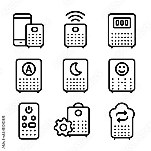 Auto icons signal cloud device icon digital sync smart purifier vector quality