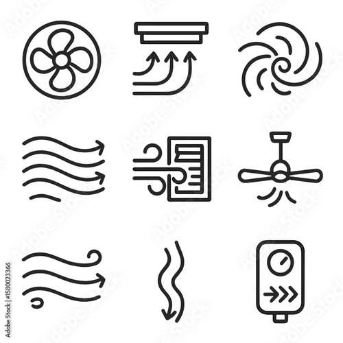 Layered rotating icon air flow icons ceiling vector fan stream pattern vertical