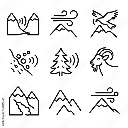 Valley cry icon altitude icons pine high distant sound vector gust breeze