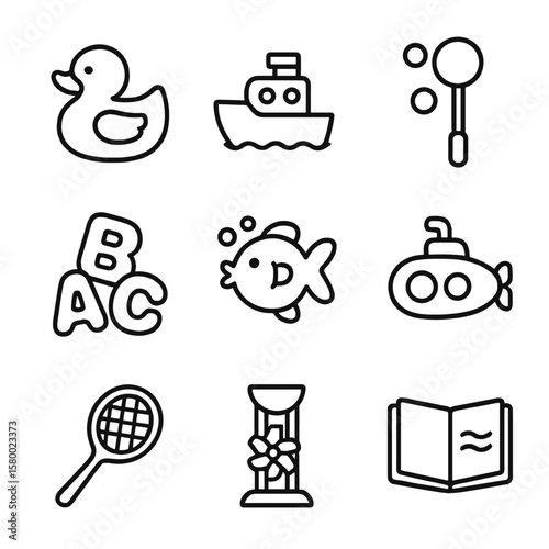 Waterproof boat wand bath icons floating duck foam toys icon bubble vector