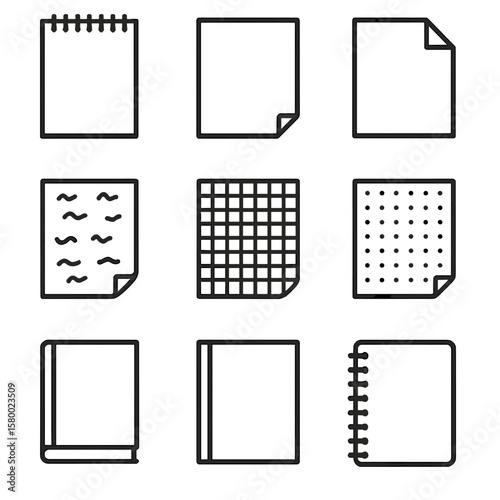 Icons spiral notebook toned grid sketch vector drawing surface icon sketchbook sheet