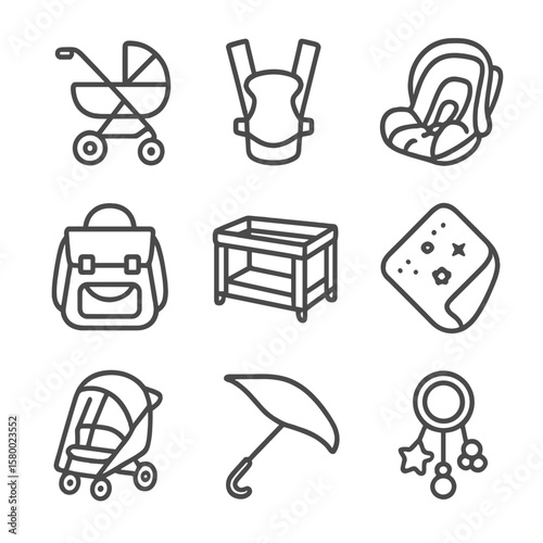 Crib travel baby car vector transport icon icons diaper seat rain sunshade