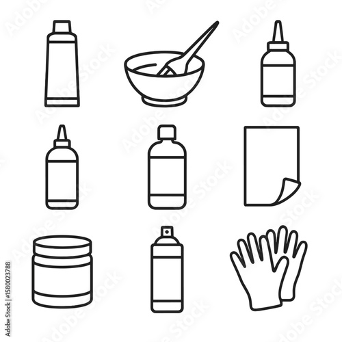 Mask bottle sheet coloring color icon hair vector developer mixing toner foil