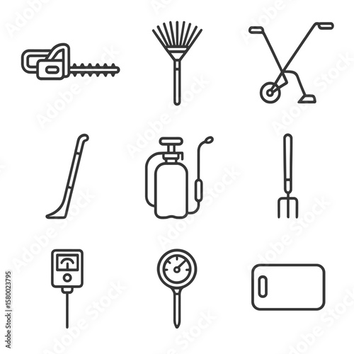 Tester icon icons tool rake wheel puller leaf edging vector kneeling garden