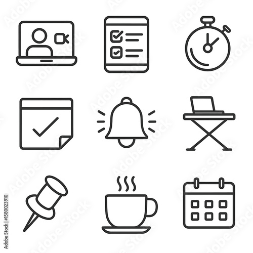 Digital vector reminder video marker board remote list priority task icon planner
