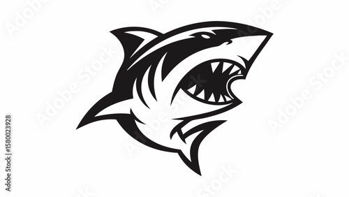 Tribal Shark Tattoo Design – Bold Black and White Ocean Predator Vector