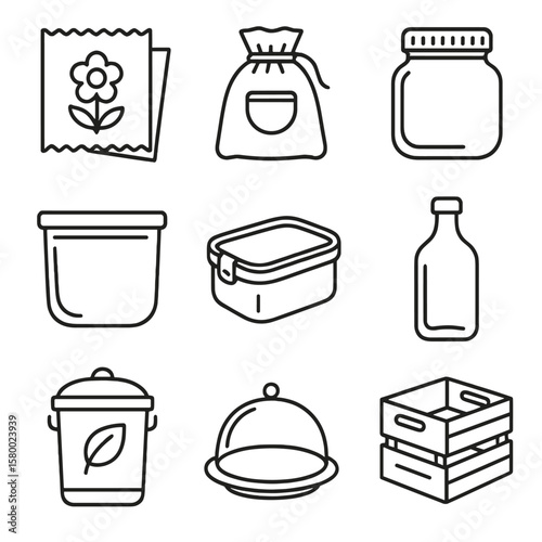 Vector reusable beeswax icon stackable bottle icons waste metal glass crate zero