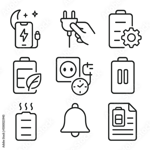 Icons using icon vector unplugging notification charger charging indicator log battery habits