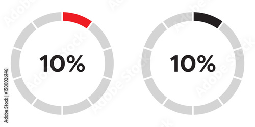 Loading circles and progress circles from 0 to 100 percent. loading bar circle. solid and line icon set. vector illustration. eps file.