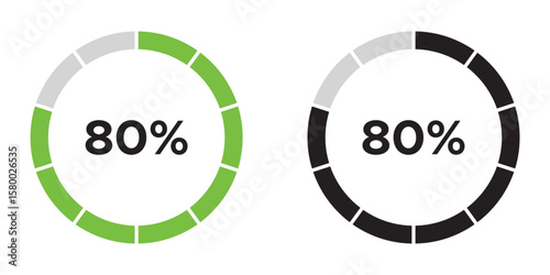 Loading circles and progress circles from 0 to 100 percent. loading bar circle. solid and line icon set. vector illustration. eps file.