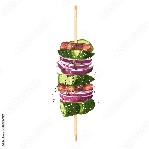 Shawarma kebabs food illustration vegetables vector