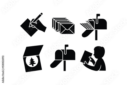 Hand writing letter mailbox receiving mail person holding card paper envelopes