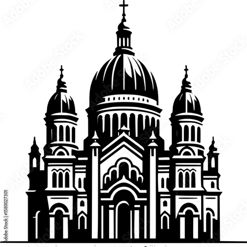 Architectural Grandeur: A magnificent illustration of a grand building with intricate details, embodying the enduring legacy of human artistry and devotion.