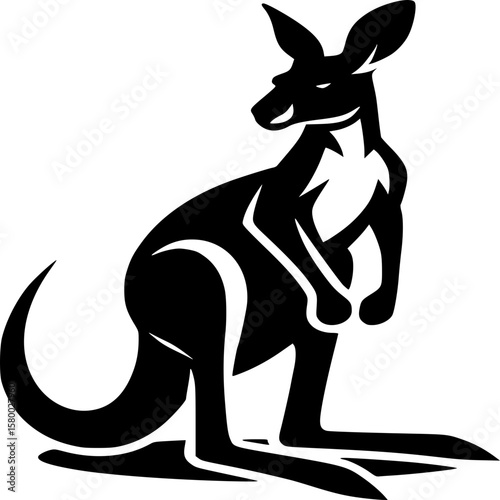 Kangaroo silhouette: A dynamic silhouette of a kangaroo with a powerful stance, an emblem of resilience and the wild spirit of the Australian outback.