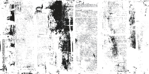 Vector old white newspaper paper grunge vintage background. Newspaper paper grunge vintage old aged texture. Vintage grunge newspaper collage background.	