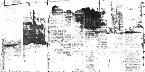 Grunge newsprint texture, vintage wallpaper pattern, vintage poster design. Old crumpled grunge newspaper paper texture background.