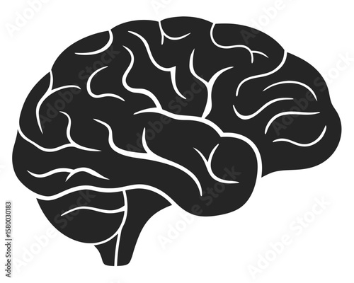 Stylized brain silhouette design for medical science and cognitive awareness