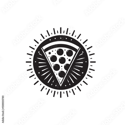  Pizza Slice shape black and white silhouette icon	